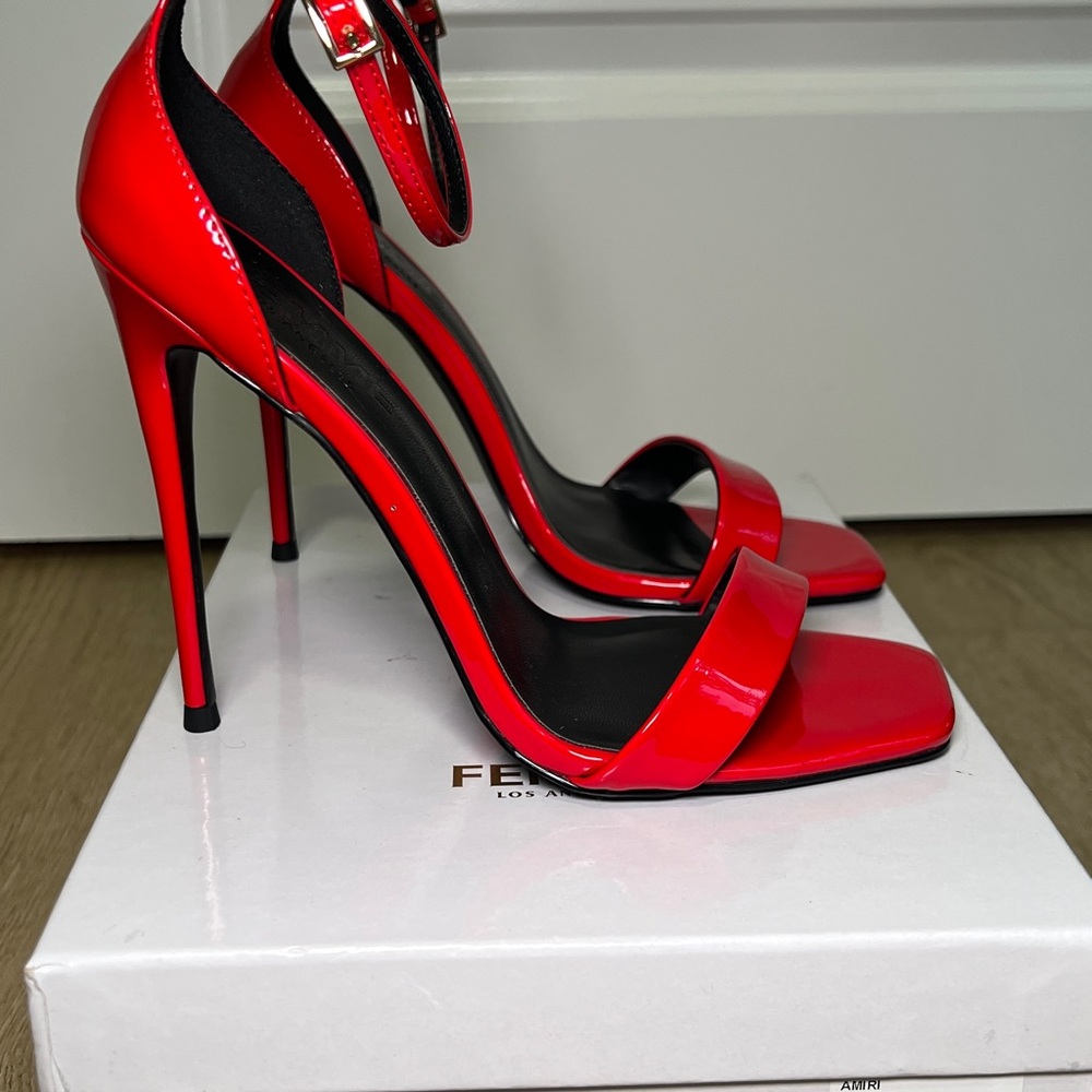 Elegant Red Patent Vegan Leather Heels